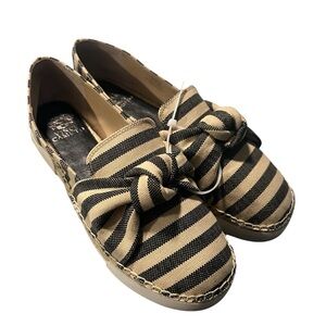 Vince Camuto Black and Tan Espadrille Flats with Bow